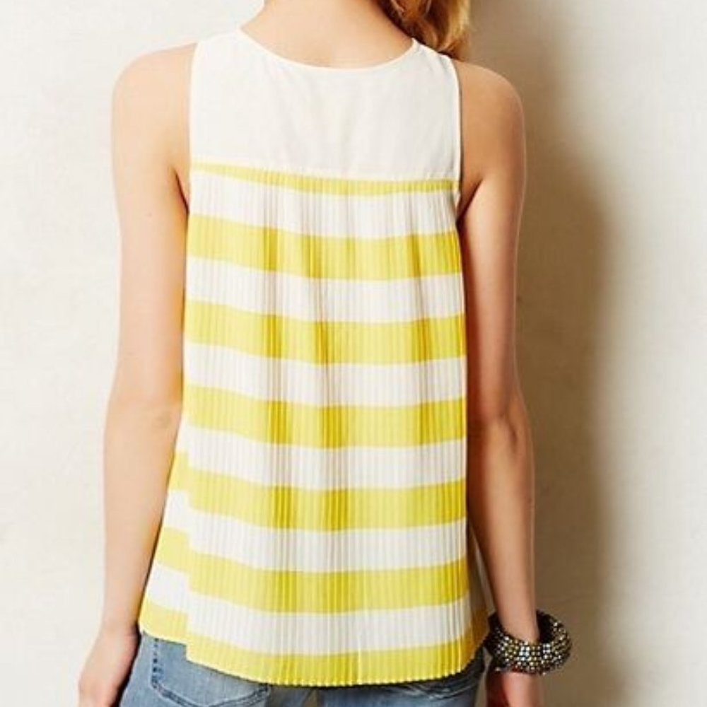 Anthropologie Maeve Striped Pleated Tank Top Sz. 2 - Picture 2 of 8